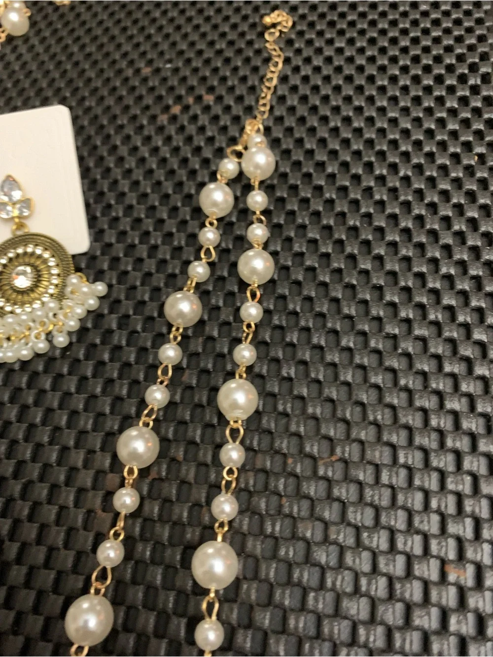 Gold Pearl Cross Necklace, Matching Necklace Drop Earrings & Silver 🐚 Earrings